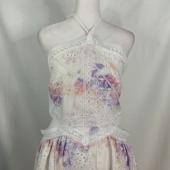 Gianni Bini Embroidered Eyelet Halter Neck Tie Dye Cut-Out Maxi Dress -… - Picture 4 of 14